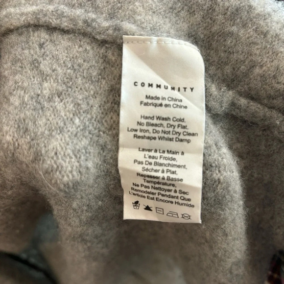 COMMUNITY Sz S Wool Yak Long Line Open Front Foldable  Collar Pocket Cardigan - Picture 6 of 9